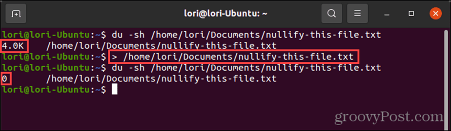Suuna ümber nullile Linuxis