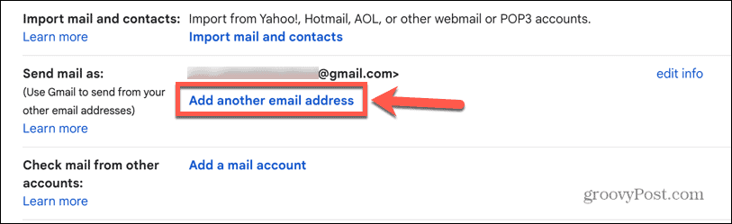 gmail lisage teine ​​meiliaadress