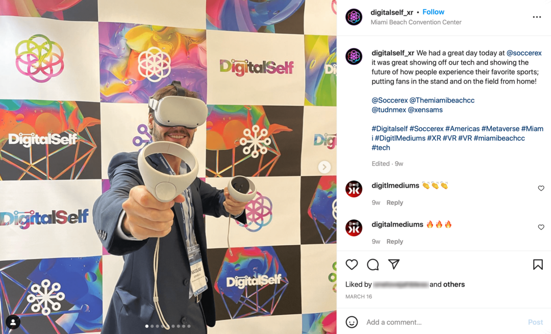 DigitalSelfi Instagrami postituse pilt koos VR-komplekti fotoga
