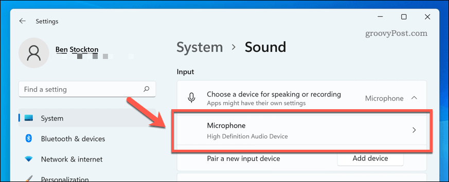 Avage mikrofoniseade Windows 11 heliseadetes