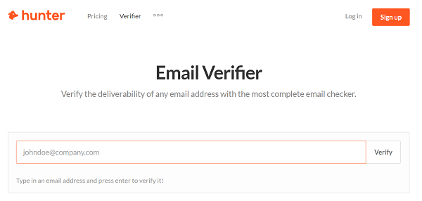 Väravavahi e-posti aadressi kontrollimiseks kasutage tööriista, näiteks Hunter.