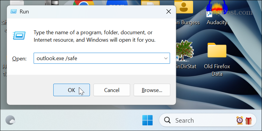 Outlook ei avane Windowsis
