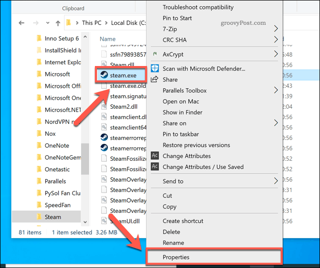 Steami atribuutidele juurdepääs Windows File Exploreris