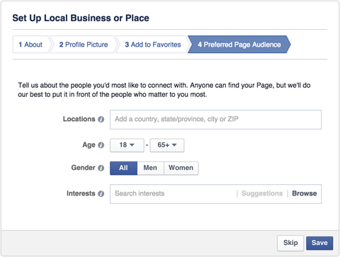 facebooki kohaliku ettevõtte leht eelistas vaatajaskonda