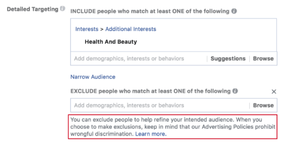 Facebook tutvustas uusi viipasid, mis tuletavad reklaamijatele meelde Facebooki diskrimineerimisvastaseid põhimõtteid enne reklaamikampaania loomist ja välistamisvahendite kasutamisel.