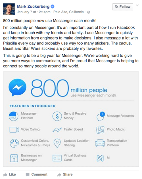 facebook messengeri funktsioonid