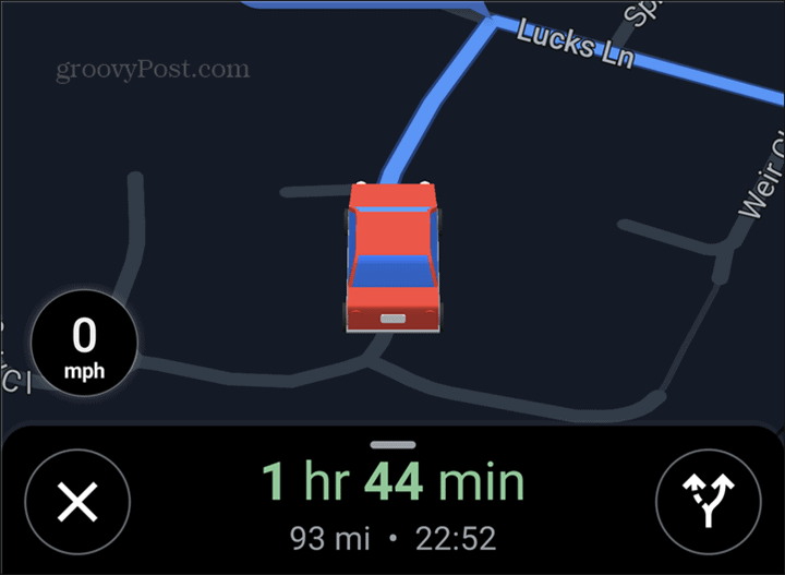 Google Mapsi autosümbol punane