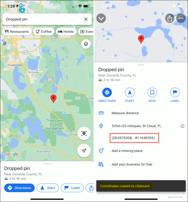 iPhone kukutas Google Mapsis PIN-koodi