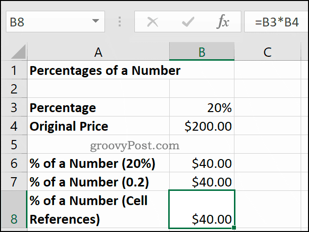Protsentides arv, näidatud Microsoft Excelis
