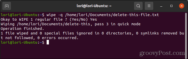 Kustutage fail turvaliselt, kasutades Linuxis kiirrežiimi pühkides