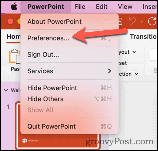 Avage Mac PowerPointi eelistused