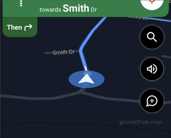 Google Mapsi autosümbol navigeerib