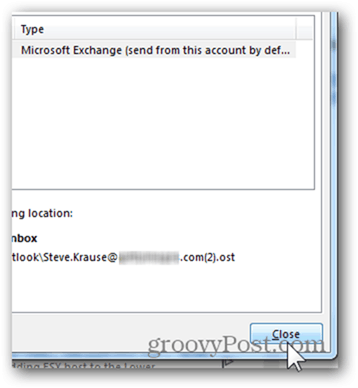 Lisage postkasti Outlook 2013 - klõpsake nuppu Sule