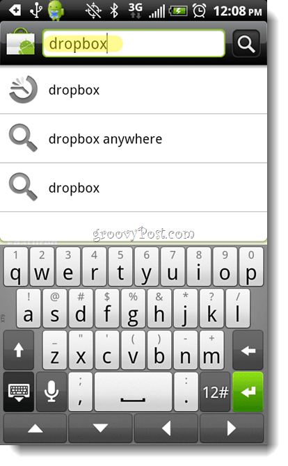 Android Dropboxi otsingurakendus