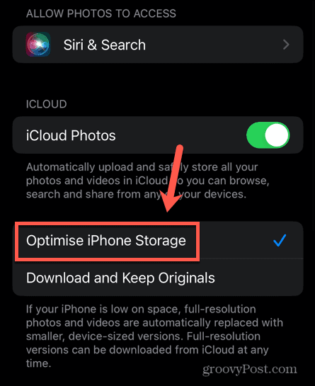 optimeerige iPhone'i salvestusruumi
