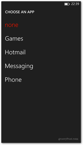 Windows Phone 8 lukustusekraani kohandamine vali rakendus kiire oleku kuvamiseks