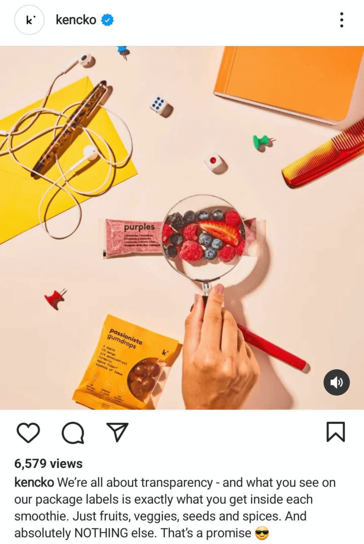näide Instagrami rullikute jagamise brändi väärtustest