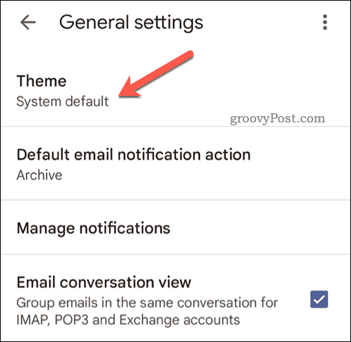 Valige Gmaili mobiiliteema