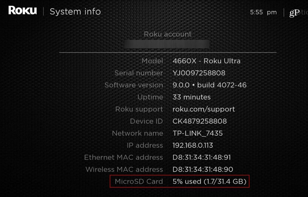 Roku_Ultra süsteemiteabe MicroSD-kaart
