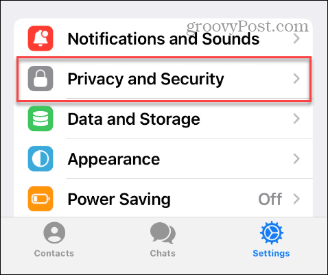 Privaatsus- ja turvaseaded iPhone'i Telegramis
