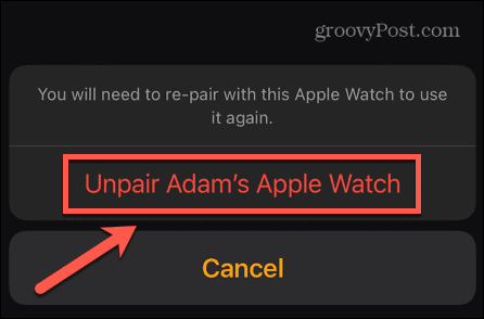 Apple Watch kinnitage sidumise katkestamine