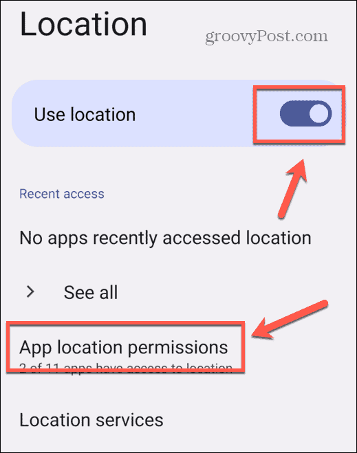 Androidi asukohaõigused