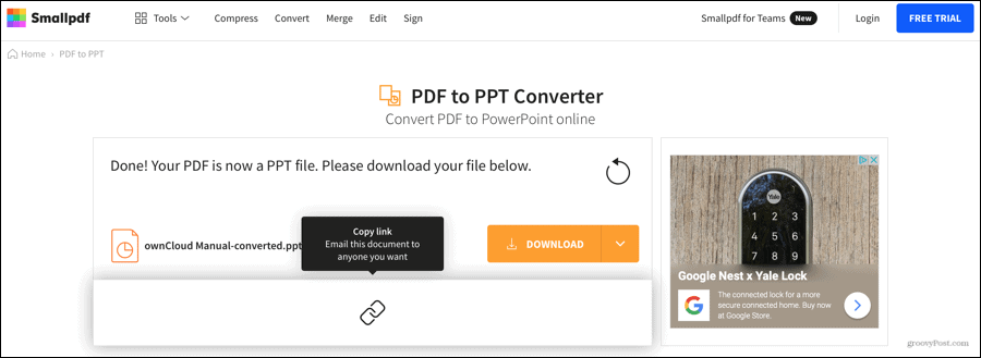Smallpdf teisendas PDF-i PowerPointi
