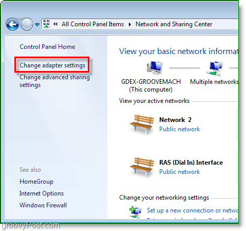 muutke Windows 7 võrguadapteri sätteid