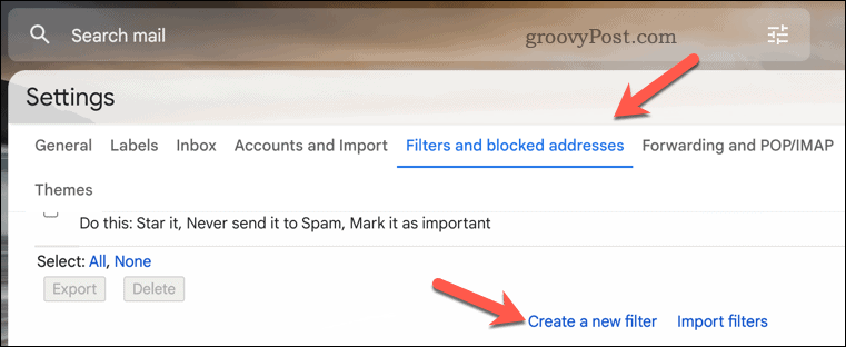 Looge Gmaili filter