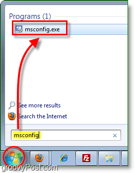 käivitage Windows 7 käivitusmenüüst msconfig.exe
