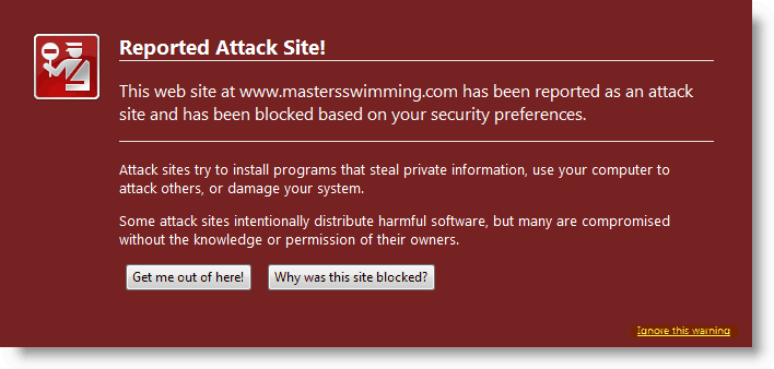 Firefoxi teade - tuvastatud rünnatud sait