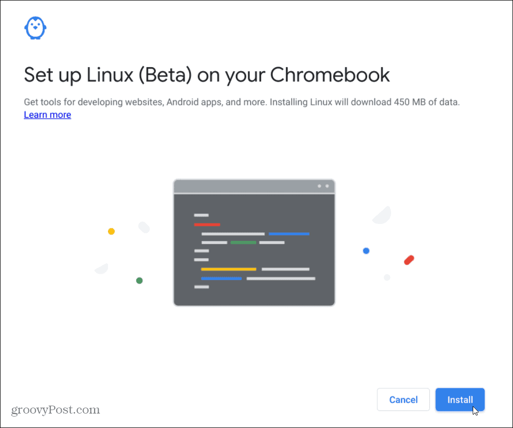  installige linux chromebook