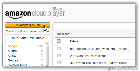Amazon Cloud Player laadige oma muusika üles