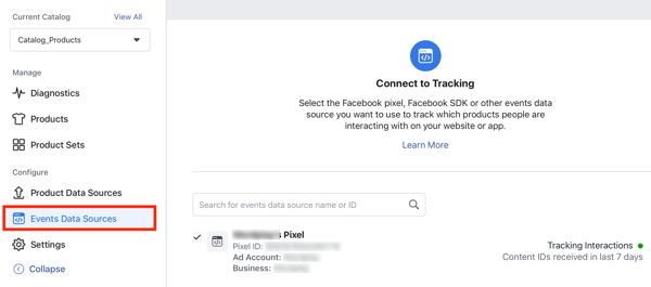 Facebooki piksli ühendamiseks kataloogiga kasutage menüüvalikut Facebooki sündmuse seadistamise tööriista, samm 24