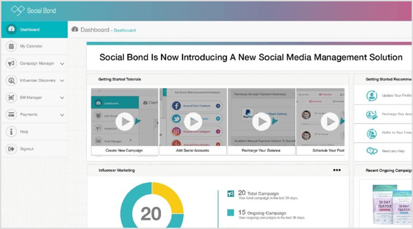 Otsige Social Bondiga sotsiaalmeedia mõjutajaid ja vaadake jälgijate, seotuse ja mõju põhjal põhinevaid hinnanguid.