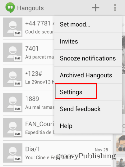 Hangoutsi SMS
