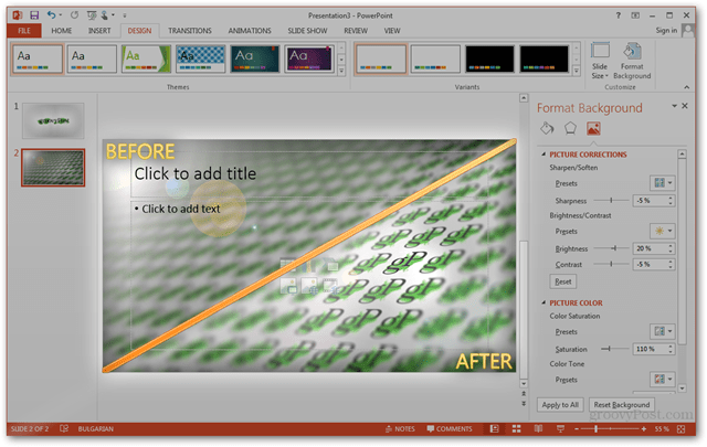 Office 2013 mall Loo kohandatud disainilahenduse loomine POTX-i slaidide kohandamine Slaidid Õpetus Kuidas enne võrdlemist võrrelda võrdluspilti Paanid Parandused Piltide fotod Taust