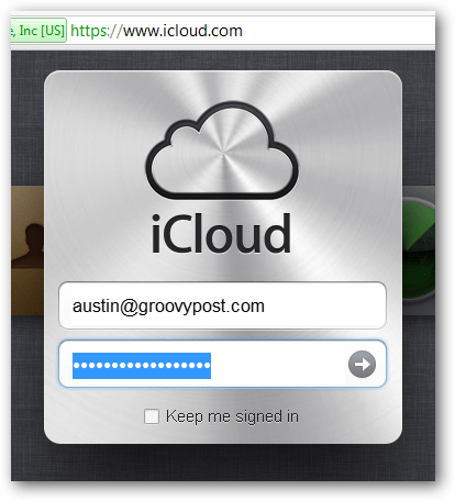 logige sisse icloud.com