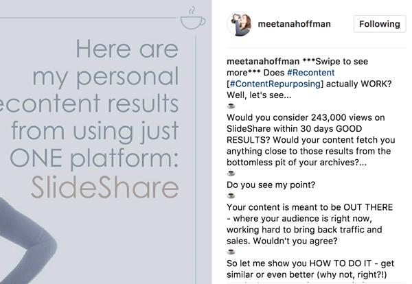 Lisage oma Instagrami albumi pealdisse lause pühkimiseks, et rohkem näha, et teie publik ei jääks kasutamata.