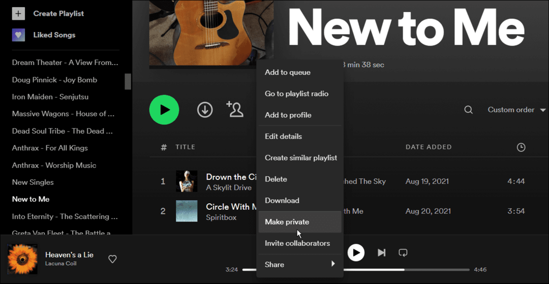 muuta esitusloend spotifys privaatseks