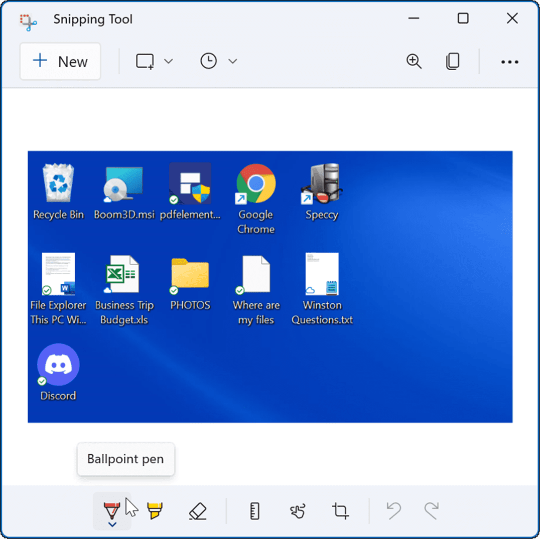 redigeerige või lisage märkmeid ekraanipilti Windows Snipping Tool