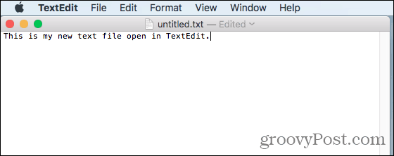 Tekstifail on Macis avatud rakenduses TextEdit
