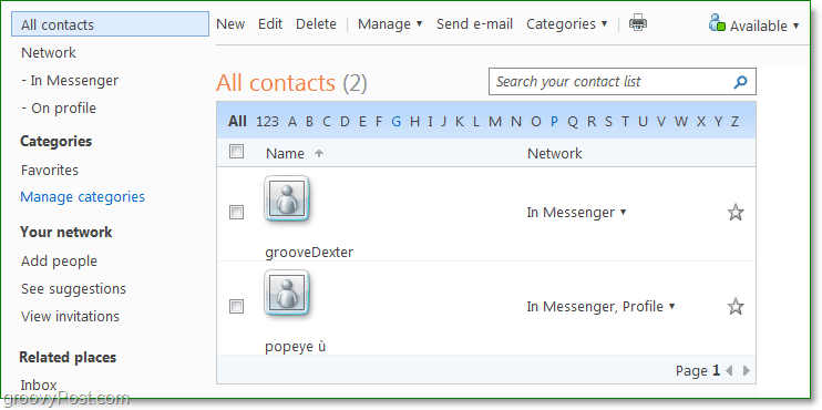 hallake oma kontakte Windows Live'i inimeste abil