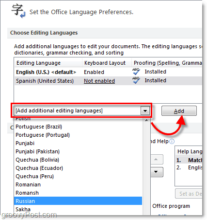lisage kontorisse 2010 täiendavaid keeli