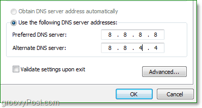 google DNS IP on 8.8.8.8 ja alternatiivne on 8.8.4.4
