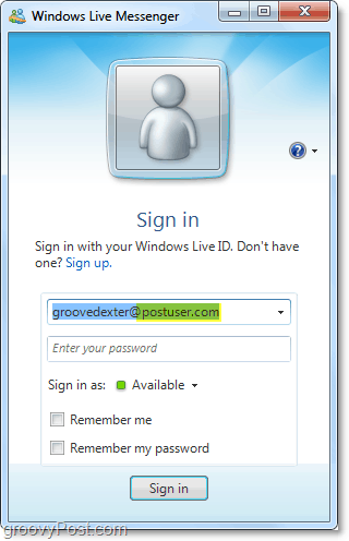 Windows Live Messengeri saab teie domeeni kontoga kasutada, kui olete selle seadistanud