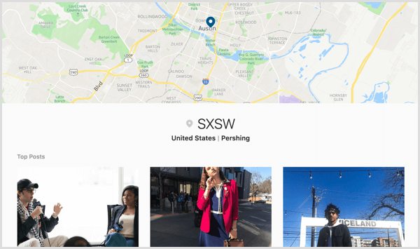 Inimesed saavad asukoha avastamise lehel vaadata kõiki teie sündmuse geomärgisega märgistatud Instagrami.