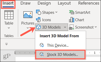 Sisestage 3D -mudelid Microsoft Office'i