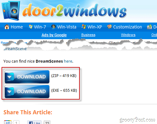 Kuidas installida DreamScene Windows 7-le