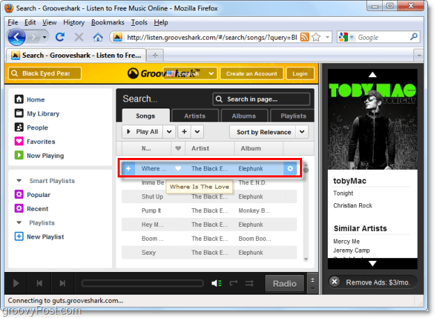 Grooveshark mängib su soovitud laulu